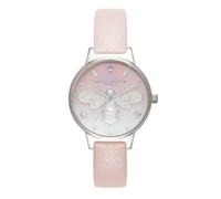 Olivia Burton Montre Analogique à Quartz pour Femme Collection Sparkle Bee avec Bracelet en Cuir Rose - OB16GB09