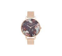Olivia Burton Montre Analogique à Quartz pour Femme Collection Winter Blooms avec Bracelet Milanais en Acier Inoxydable Couleur Or Rose - OB16WG80