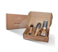 Olivia Garden Bamboo Touch Hair Care Box - Coffret de brosses avec Detangle Combo S, Thermal Blowout Brush 33 & Brush Cleaner Offert - Coffret Cadeau à la Touche Naturelle