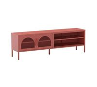 OLIVIA - Meuble TV 160 cm 2 Portes Ajourées 2 Niches en Métal Terracotta - Altobuy Rouge G