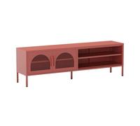 OLIVIA - Meuble TV 160 cm 2 Portes Ajourées 2 Niches en Métal Terracotta - Altobuy Rouge G