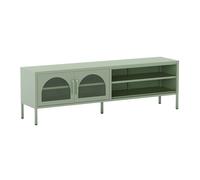 OLIVIA - Meuble TV 160 cm 2 Portes Ajourées 2 Niches en Métal Vert Menthe - Altobuy Vert G
