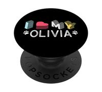 Olivia - Prénom personnalisé pour Chien Olivia Pet Lover PopSockets PopGrip Adhésif