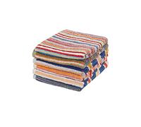 Olivia Rocco Lot de 6 serviettes à rayures 100 % coton colorées absorbantes et à séchage rapide pour les vacances, la salle de sport, la plage (6 essuie-mains)