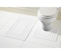 Olivia Rocco Miami Ensemble de 2 tapis de bain et tapis de sol de contour WC antidérapants, Plastique, blanc, Bath Mat 50 x 80 cm, Pedestal Mat 50 x 50 cm