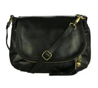 OLIVIA Sac à bandoulière femme 100% Cuir So-PALERME 30 x 22 cm - Noir, Cuir