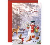 Olivia Samuel Carte de Noël pour beau-fils - Forest Friends - Carte brillante de taille moyenne (Format A5 - 148 mm x 210 mm) avec enveloppe autocollante et sceau