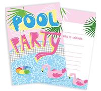 Olivia Samuel Lot de 20 cartes d'invitation pour fête autour d’une piscine Style tropical prêtes à écrire Rose avec enveloppes