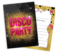 Olivia Samuel Lot de 20 cartons d'invitation à la fête disco de la part de filles roses et dorées - Prêtes à écrire avec enveloppes