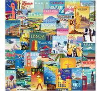 Olivia Samuel Lot de 40 cartes de voyage rétro mixtes provenant de nombreuses destinations de voyage populaires et exotiques préférées dans des couleurs éclatantes imprimées au Royaume-Uni sur du