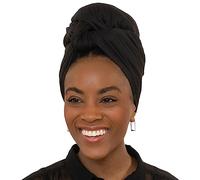 Olivia Sylx Bandeaux pour femmes noires - Écharpe pour cheveux africains - Turbans en jersey pour femmes - Doux et respirant, noir, Taille unique