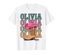 Olivia Western Cowgirl Olivia Country Anniversaire personnalisé T-Shirt