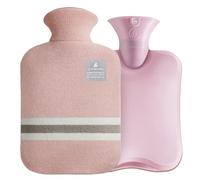 OliviaLiving Bouillotte avec housse à rayures classique, sac chauffant de 2 l pour crampes menstruelles, soulagement des douleurs au cou et aux épaules, thérapies par le chaud et le froid