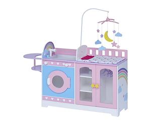 Olivia's Little World par Teamson Kids Table À Langer pour Poupon Et Poupée Crèche Jeu D'Imitation avec 4 Accessories, Chaise Haute Et Mobile pour Enfants Set De Jeu TD-13522A