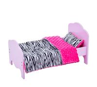 Petite Princesse - Lit Simple De Poupée De 45 Cm Rose Et Linge Zèbre Td-11929-1e