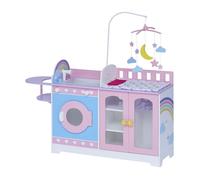 Olivia's Little World par Teamson Kids Table À Langer pour Poupon Et Poupée Crèche Jeu D'Imitation avec 4 Accessories, Chaise Haute Et Mobile pour Enfants Set De Jeu TD-13522A