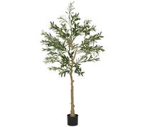 HOMCOM Olivier Artificiel 150 cm Plante Artificielle intérieur Arbre Artificiel en Pot avec des Feuilles et Fruits réalistes, Fausse Plante Vert décoration pour Maison, Bureau, Salon, Chambre