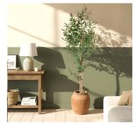 Olivier artificiel 175 cm, Plante décorative avec Feuilles et Olives réalistes pour salon, chambre ou bureau
