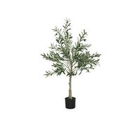 Olivier artificiel H.120 cm - grand réalisme - 450 feuilles en soie, 20 olives - mousse effet lichen pot inclus