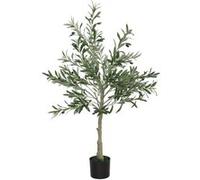 HomCom Olivier artificiel H.120 cm – grand réalisme, 450 feuilles soie, 20 olives, pot lichen inclus