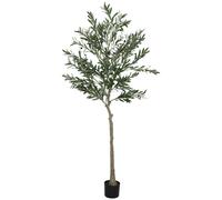 HOMCOM Olivier Artificiel 180 cm Plante Artificielle intérieur Arbre Artificiel en Pot avec des Feuilles et Fruits réalistes, Fausse Plante Vert décoration pour Maison, Bureau, Salon, Chambre