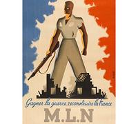Olivier French Resistance MLN WWII Advert Extra Large Wall Art Print Premium Canvas Mural français 2eme guerre mondiale La publicité mur