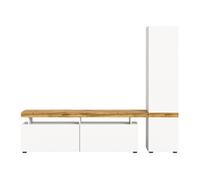 Olivier - meuble tv avec armoire - 3 portes - blanc et bois - 235x190 cm - Bois / Blanc