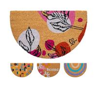 OLIVO.shop FANTASY 12 Paillasson oculaire coloré en demi-lune, Paillasson d'entrée extérieur en noix de coco, tapis antidérapant coloré 40 x 65 cm Croissant