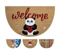 OLIVO.shop FANTASY 9 Paillasson en coco coloré en demi-lune, Paillasson d'entrée extérieur en noix de coco, tapis antidérapant coloré 40 x 65 cm Croissant