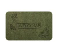 OLIVO.shop Paillasson d'entrée extérieure 40 x 65 cm, Paillasson d'entrée intérieur extérieur antidérapant, tapis de sèche-cheveux, résistant, lavable, Quick Rectangle (vert, 40 x 65 cm, Welcome