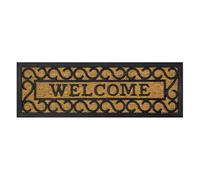 OLIVO.shop Paillasson en Coco Entrée Extérieure, Tapis de Marche 25x75 cm, Paillasson d'Extérieur, Tapis d'Escalier Antidérapant, Paillasson en Coco Tressé et Caoutchouc PROMO MARCHE (WELCOME)