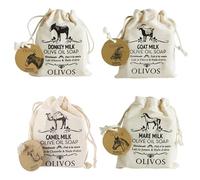 OLIVOS Luxury Milk Collection Lot de 4 savons à l'huile d'olive - Savon naturel fait à la main avec lait d'ânesse, lait de chèvre, lait de chameau et lait de chevreuil - Coffret cadeau de qualité