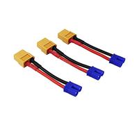 OliYin 3pcs EC2 Mâle à XT60 Femelle Adaptateur Connecteur Câble avec 1.96 Pouces / 5cm 16awg pour Batterie RC Lipo (Pack de 3)
