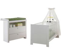 Olja Ensemble de meubles pour enfants, lit bébé et commode à langer, blanc.