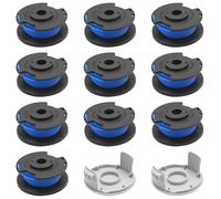 Ollanoos Lot de 10 rouleaux de fil de rechange pour Ryobi One RAC124 AC14RL3A, compatibles avec les débroussailleuses 18 V, 24 V et 40 V, contient 10 rouleaux de débroussailleuse et 2 capuchons
