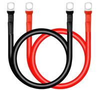 Ollanoos Lot de 2 câbles de batterie 6 WAG - 14 mm² - 70 cm - Câble en cuivre 12 V - Avec cosses à anneau M8 - Convient pour voitures, bateaux et chariots de golf