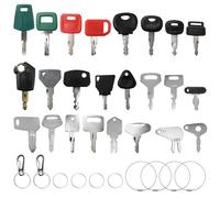 Ollanoos Lot de 36 clés d'allumage pour engins de chantier avec CAT 5P8500 | Lot de 36 clés d'allumage avec 24 profils, 4 grands 6 petits anneaux, 2 mousquetons pour pelleteuses tracteurs.