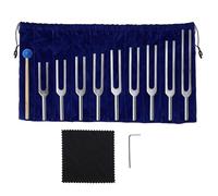 Ollanoos Solfeggio Lot de 9 diapasons avec marteau en silicone et sac de rangement 174/285/396/417/528/639/741/852/963 Hz, convient pour la thérapie, la guérison par le son et les applications