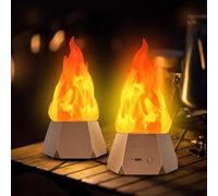 Ollcuz Lot de 2 lampes torches de table d'extérieur avec flamme vacillante, lanternes de paysage, lampes de poche LED étanches pour camping, vacances, bricolage, jardin, fête, paysage, patio, cour