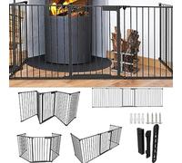 Ollewiellan Barrière de protection de cheminée, 310 cm, en métal, pour sécurité des enfants, bébés, 5 éléments (60 x 76 cm chacun), noire