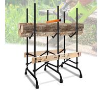 Ollewiellan Chevalet de sciage pliable pour tronçonneuse avec sécurité d'éjection et échelle dimensionnelle, capacité de charge 150 kg, fonctionnalité chevalet de scie à bois pour coupe rapide du bois