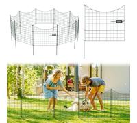 Ollewiellan Kit complet de clôture d'étang en métal avec serrure de porte, 10 éléments de clôture, 7,74 m de longueur totale (64 cm H x 77,5 cm l), clôture pour chien, pour étang de jardin, parterre