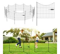 Ollewiellan Kit complet de clôture d'étang en métal avec serrure de porte, 10 éléments de clôture, 7,74 m de longueur totale (64 cm H x 77,5 cm l), clôture pour chien, pour étang de jardin et bordure