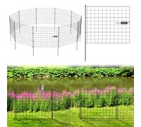 Ollewiellan Kit complet de clôture d'étang en métal avec serrure de porte, 10 éléments de clôture, 7,74 m de longueur totale (64 cm H x 77,5 cm l), clôture pour chien, pour étang de jardin, parterre