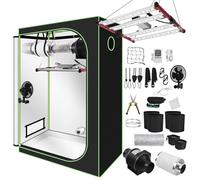 Ollewiellan Kit complet de tente de culture 120x60x180cm, lampe de croissance LED pliable 240W, système de ventilation avec filtre à charbon actif, tente de plantes d’intérieur