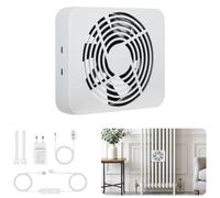 Ollewiellan Lot de 1 ventilateur de radiateur, thermostat, 3 niveaux, blanc | Ventilateur de radiateur magnétique | Capteur de température | 3 niveaux | 74,67 CFM total | 5 V