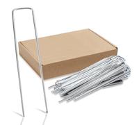 Ollewiellan Lot de 150 piquets d'ancrage au sol galvanisés 150 mm de long 25 mm de large Ø 2,8 mm Ancres de sol stables pour toile de paillage, toile de jardin, clôture & filet Ancres de sol à tête