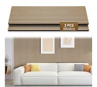 Ollewiellan Lot de 2 panneaux acoustiques - 1,44 m² - En bois de chêne et feutre - 120 x 60 cm - Revêtement mural en bois pour studio et maison - Décoration murale intérieure - Chêne