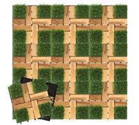 Ollewiellan Lot de 33 dalles de sol en bois d'acacia - 30 x 30 cm - 3 m² - Pour l'extérieur - Pour jardin, patio, terrasse (herbe)