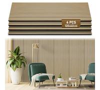 Ollewiellan Lot de 4 panneaux acoustiques - 2,88 m² - En bois de chêne et feutre - 120 x 60 cm - Revêtement mural en bois pour studio et maison - Décoration murale intérieure - Chêne clair